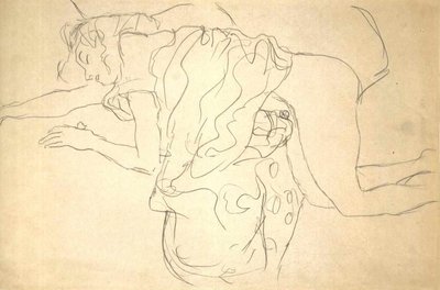 Kneeling Half-Nude Facing Left by Gustav Klimt